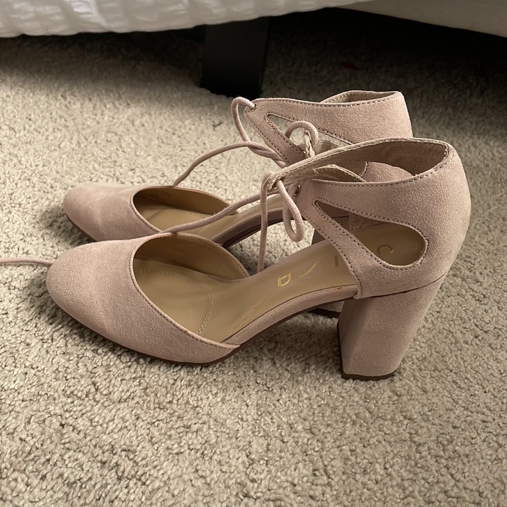 NEW Blush Pink Suede Heels Sz 6.5